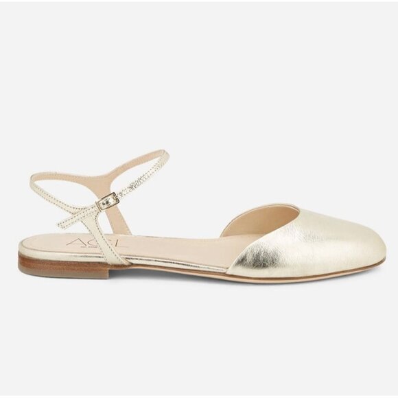 AGL Milly Ankle Strap Slingback Flats Gold Size  36.5 /US 6.5 - Picture 2 of 13